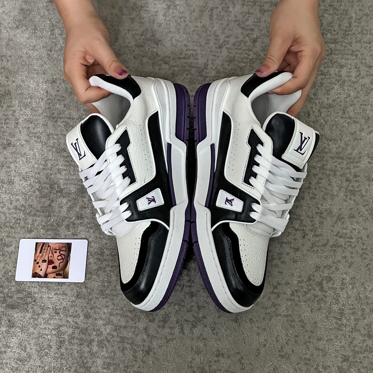 Louis Vuitton LV Trainer Sneaker White Black Purple
