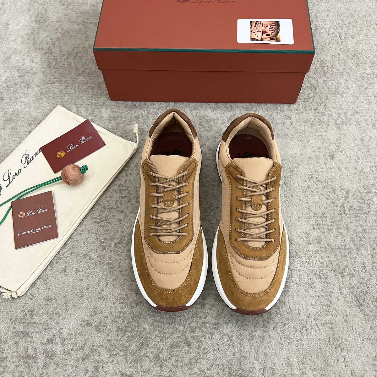 Loro Piana Two-Tone Leather High-Top Sneakers