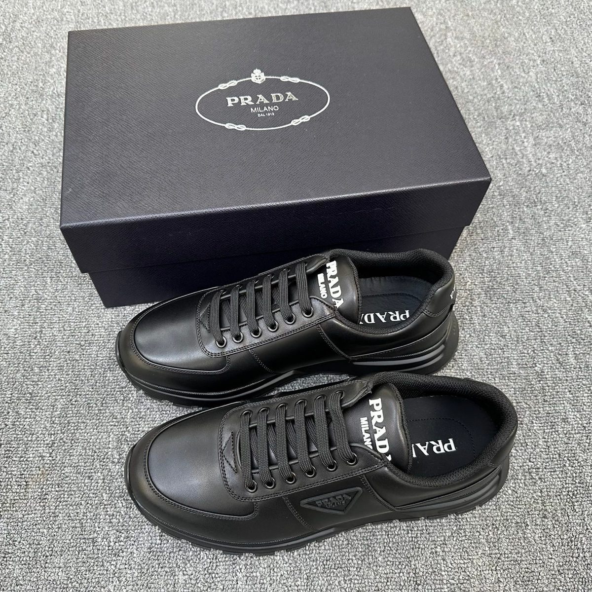 Prada Milano Low Top Leather Sneaker Black