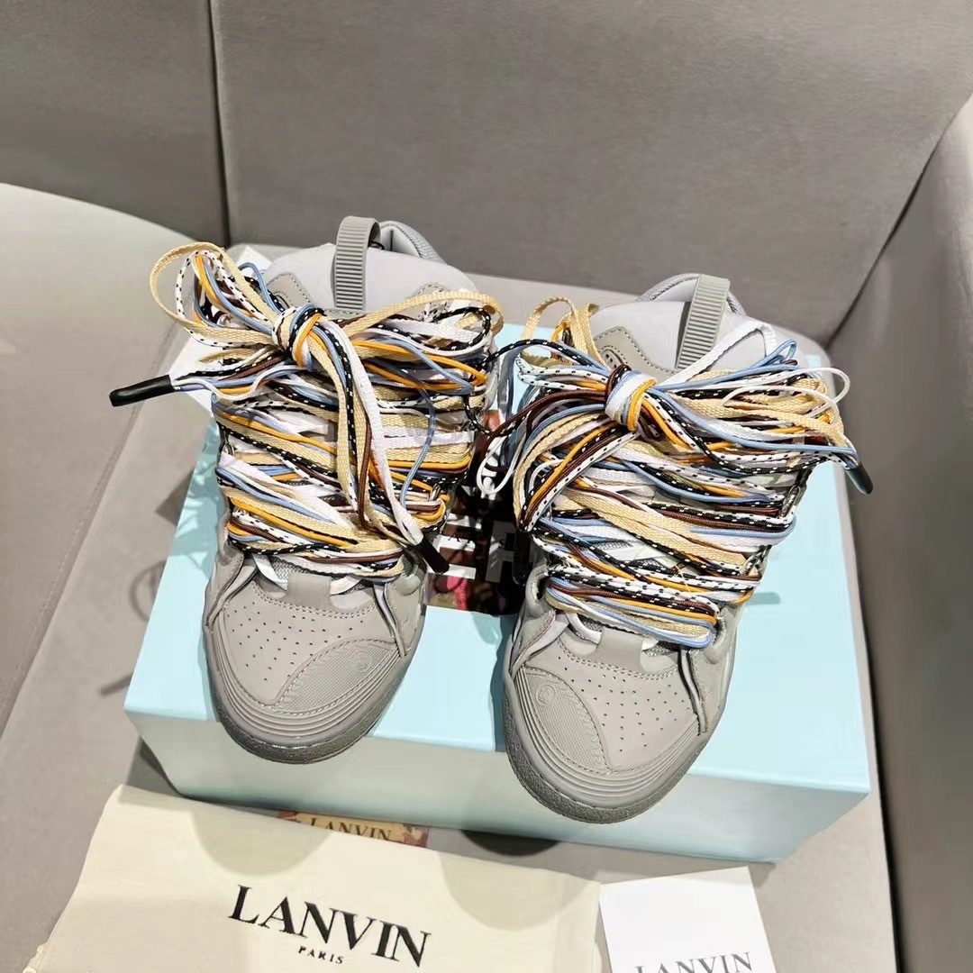 Lanvin Curb Leather High-Top Sneakers