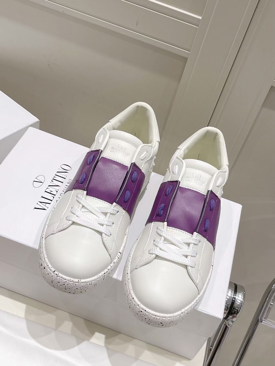 Valentino Garavani White Purple Sneakers