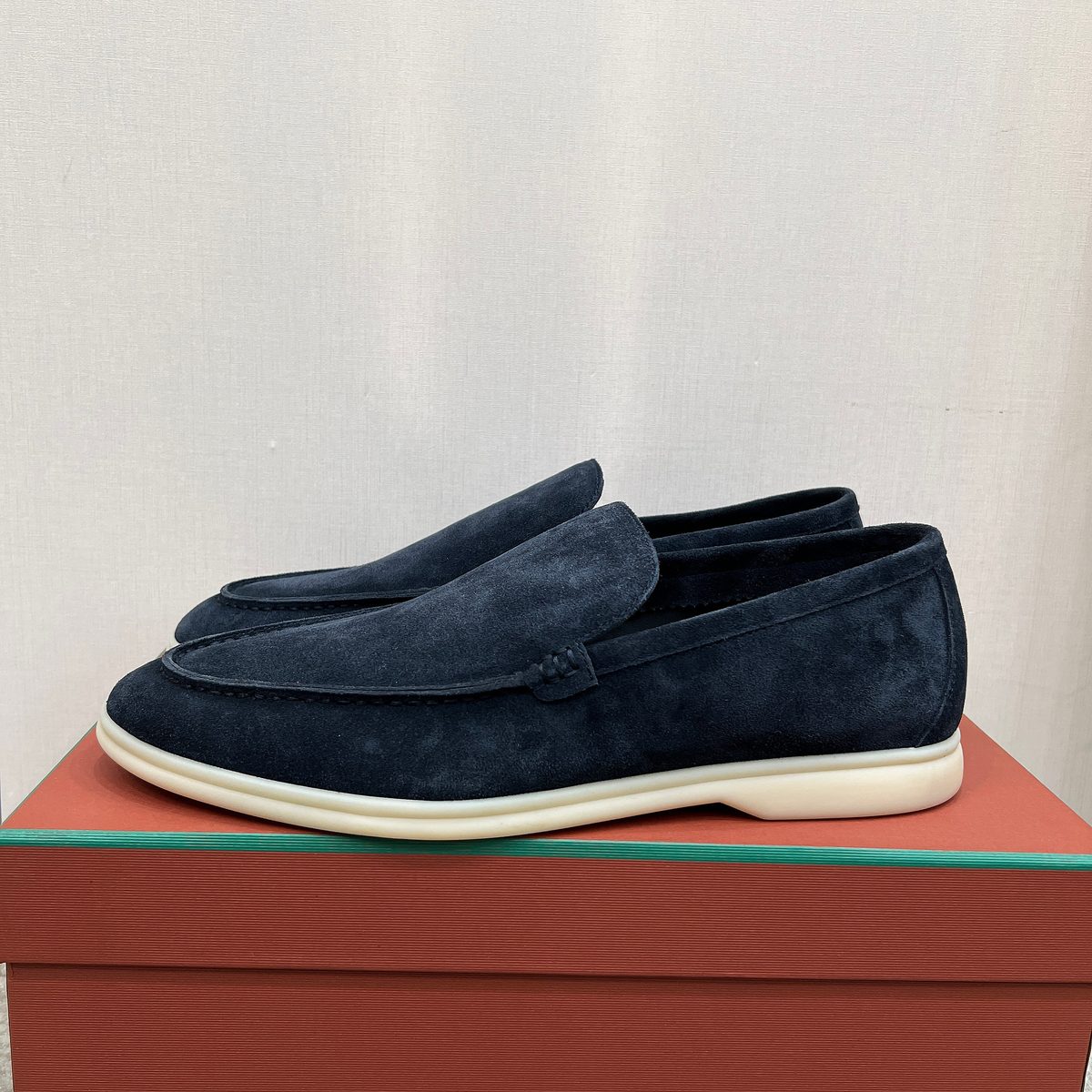 Loro Piana Summer Walk Suede Loafer Navy