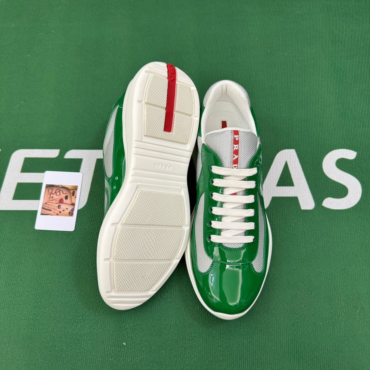 Prada Patent Leather Green Sneakers