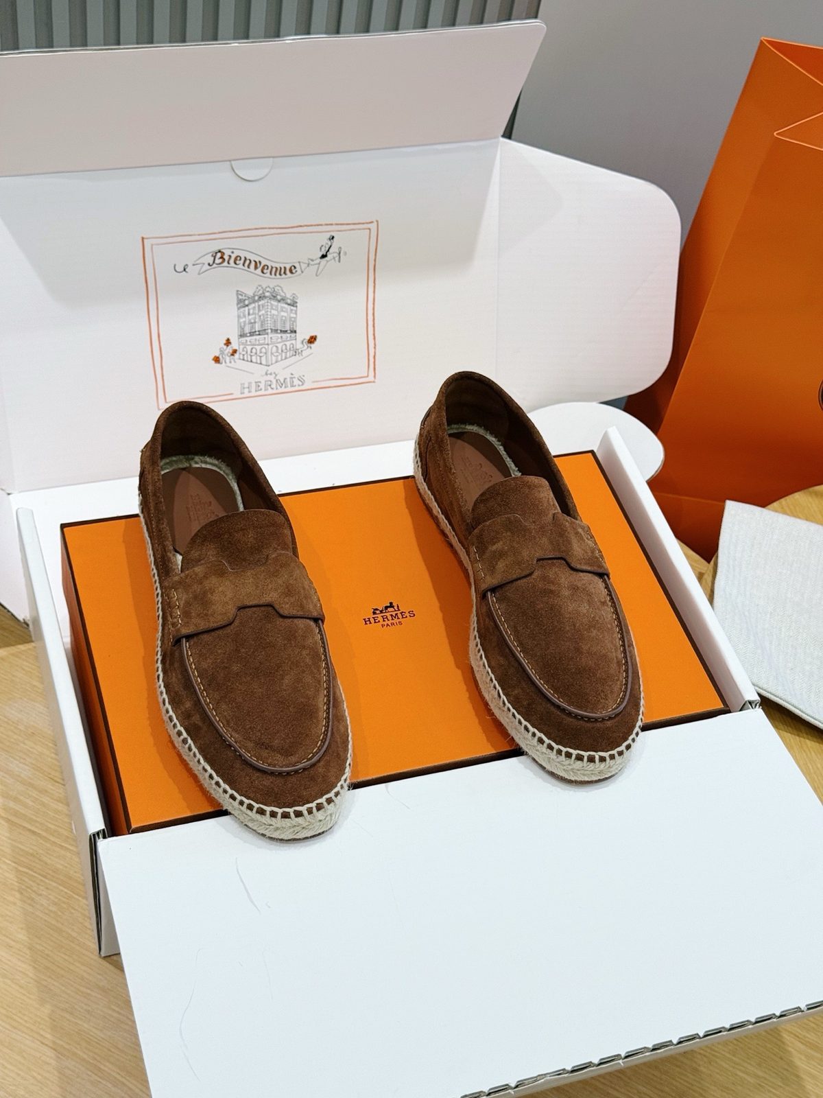 Hermès Espadrille Loafer Brown Suede