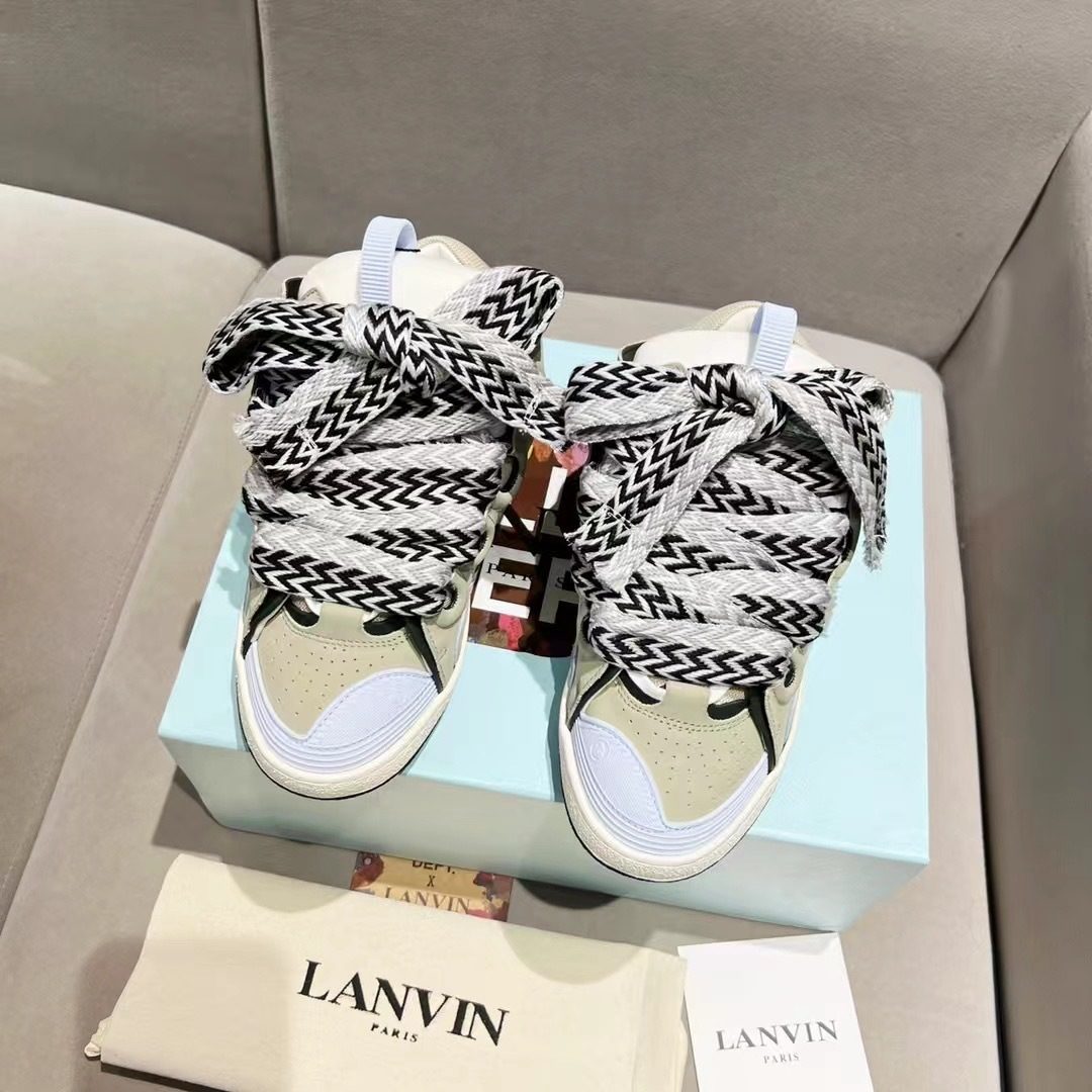 Lanvin Curb Leather High-Top Sneakers
