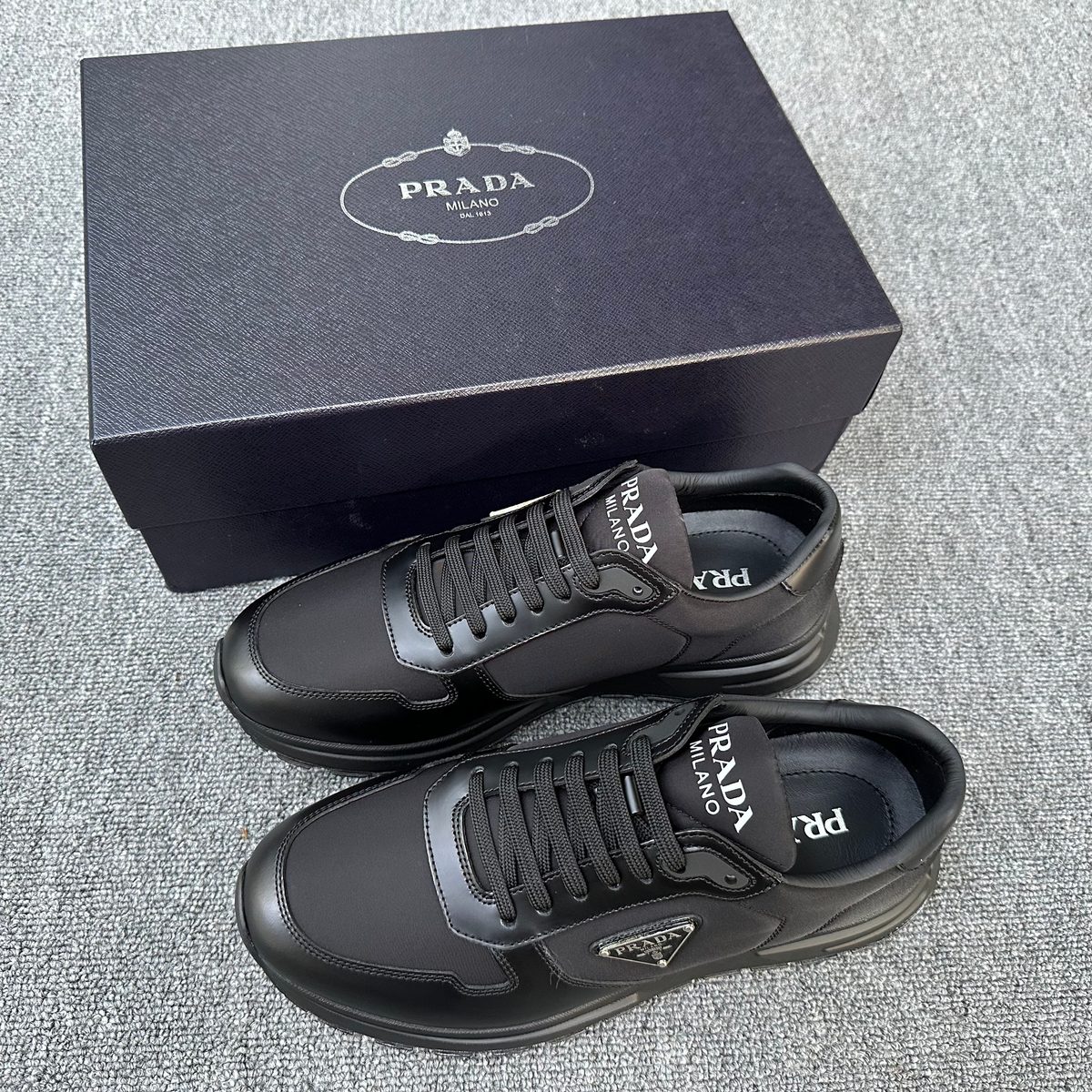 Prada Milano Black Leather Runner Sneaker