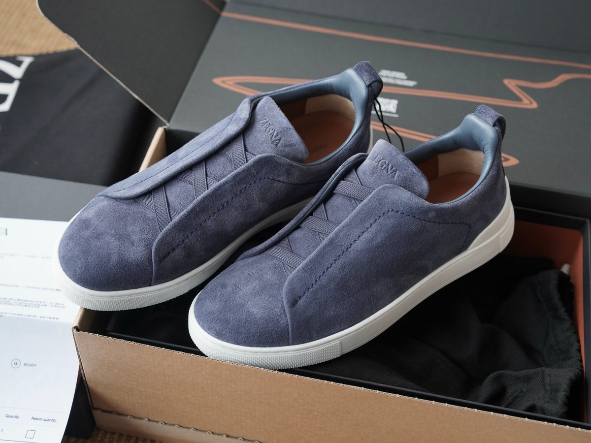 Zegna Suede Slip-On Sneakers Blue