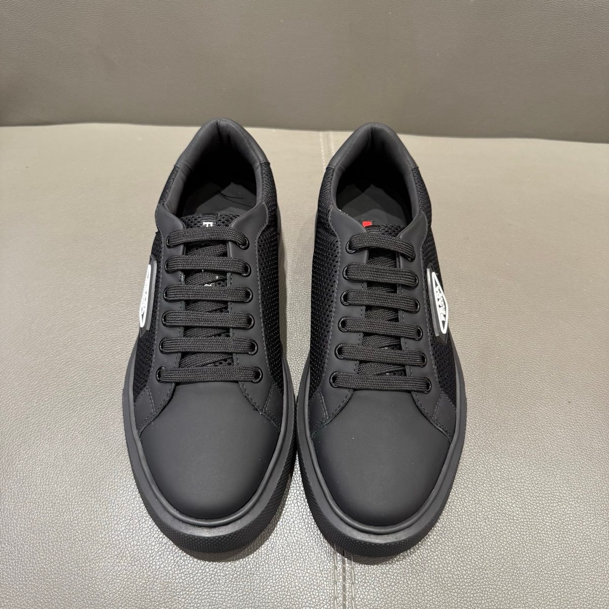 Prada Milano Black Mesh Leather Sneaker