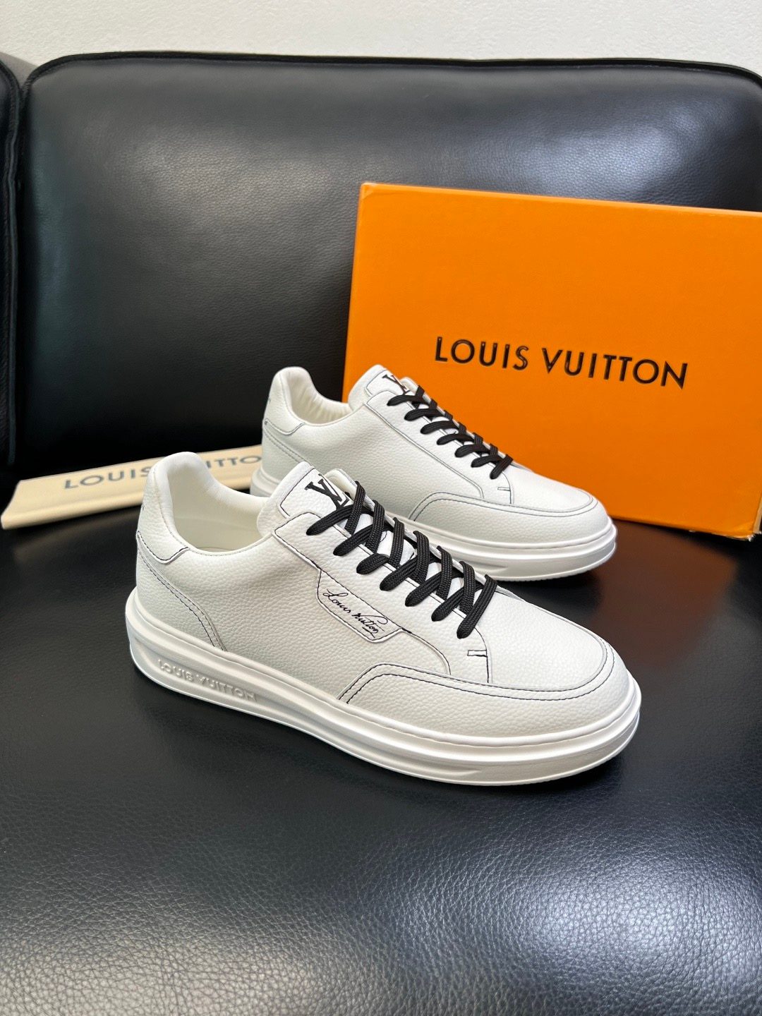 Louis Vuitton White Leather Low-Top Sneakers
