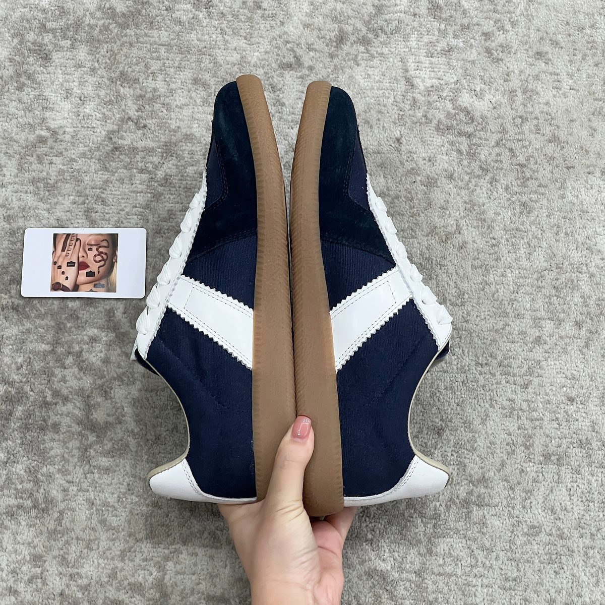 Navy Canvas Suede Low-Top Sneakers