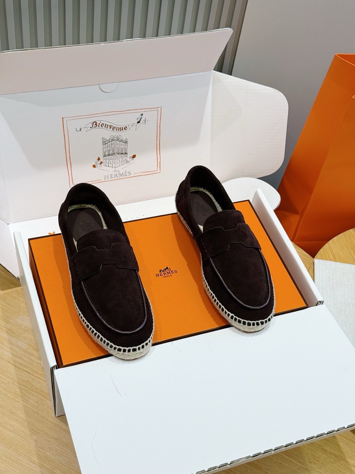 Hermès Suede Loafer Espadrilles Brown