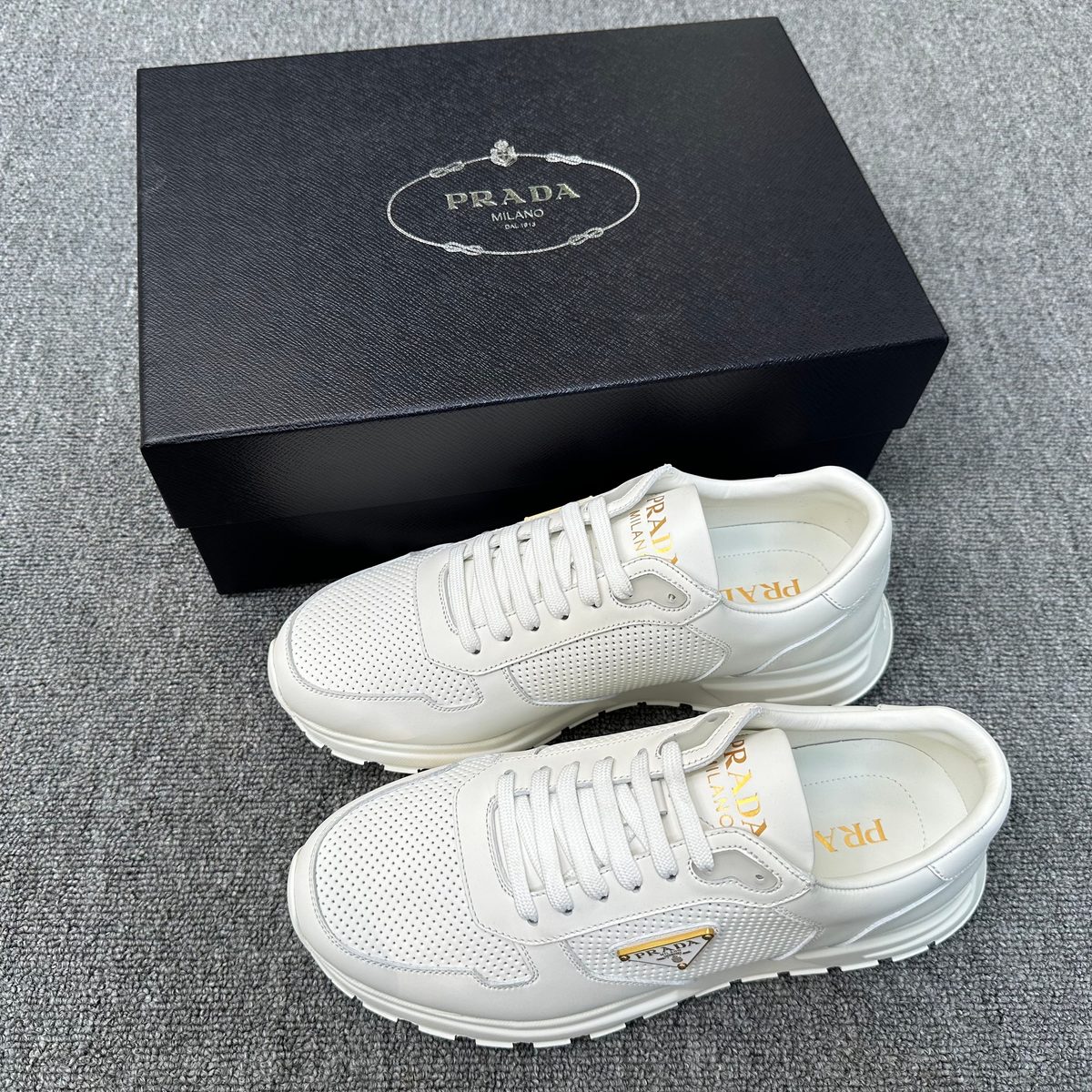 Prada Milano White Perforated Leather Sneaker