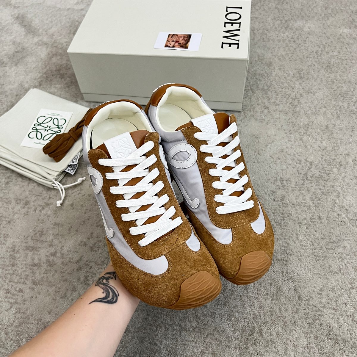 Loewe Suede and Leather Runner Sneakers