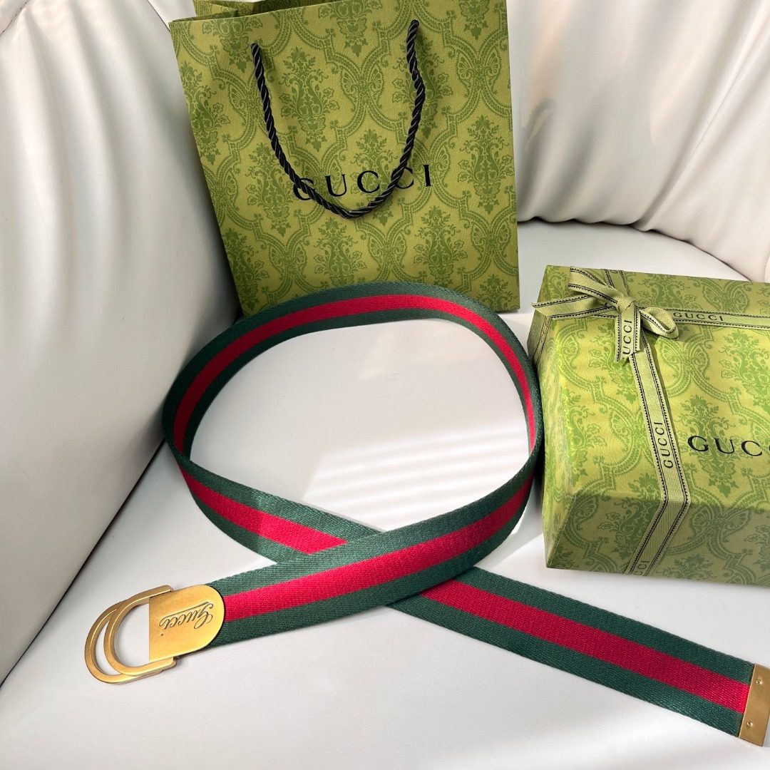 Gucci Web Stripe Canvas Belt