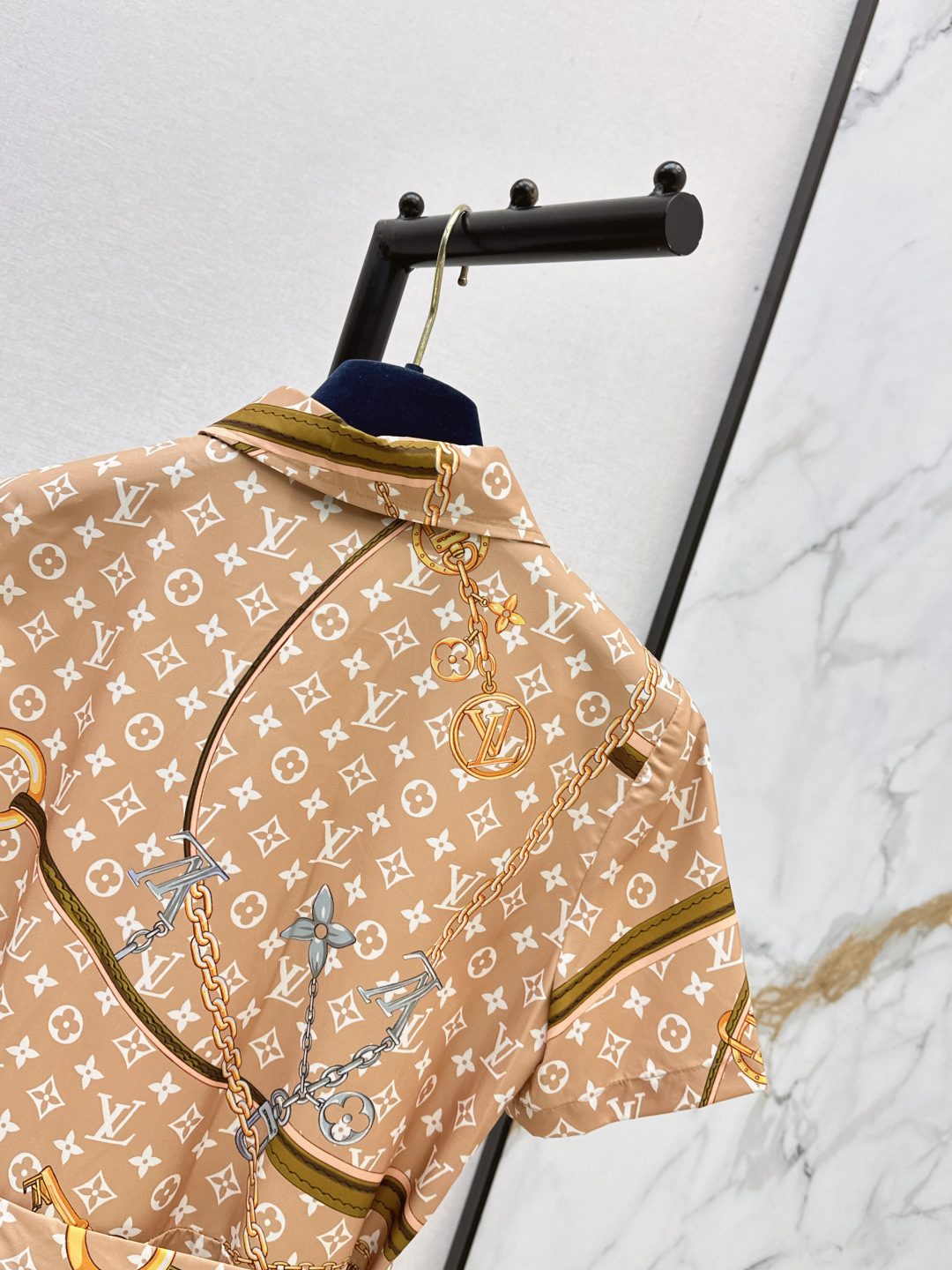 Louis Vuitton Monogram Chain Print Shirt Dress