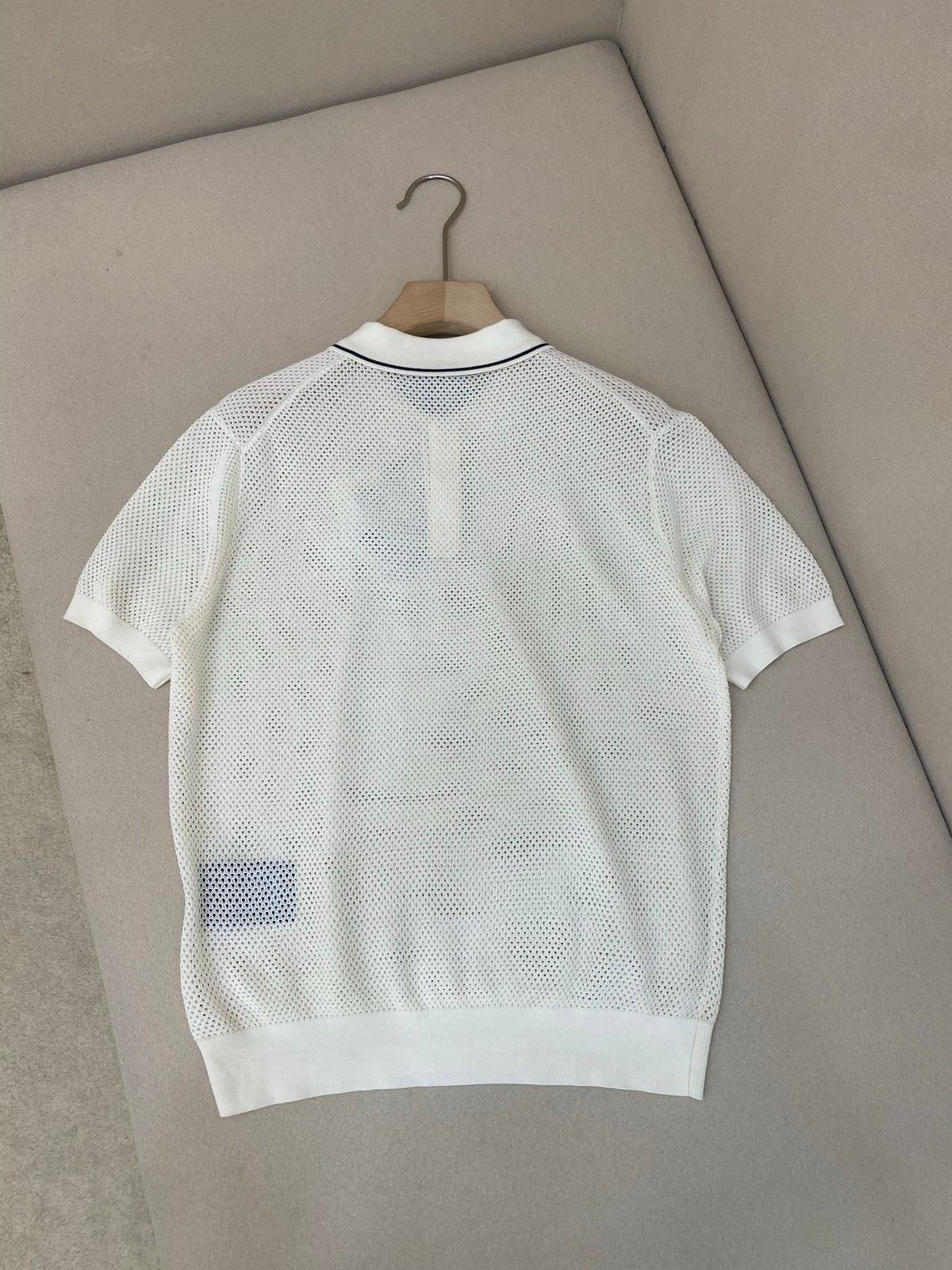 Men's Textured Knit Polo Shirt White