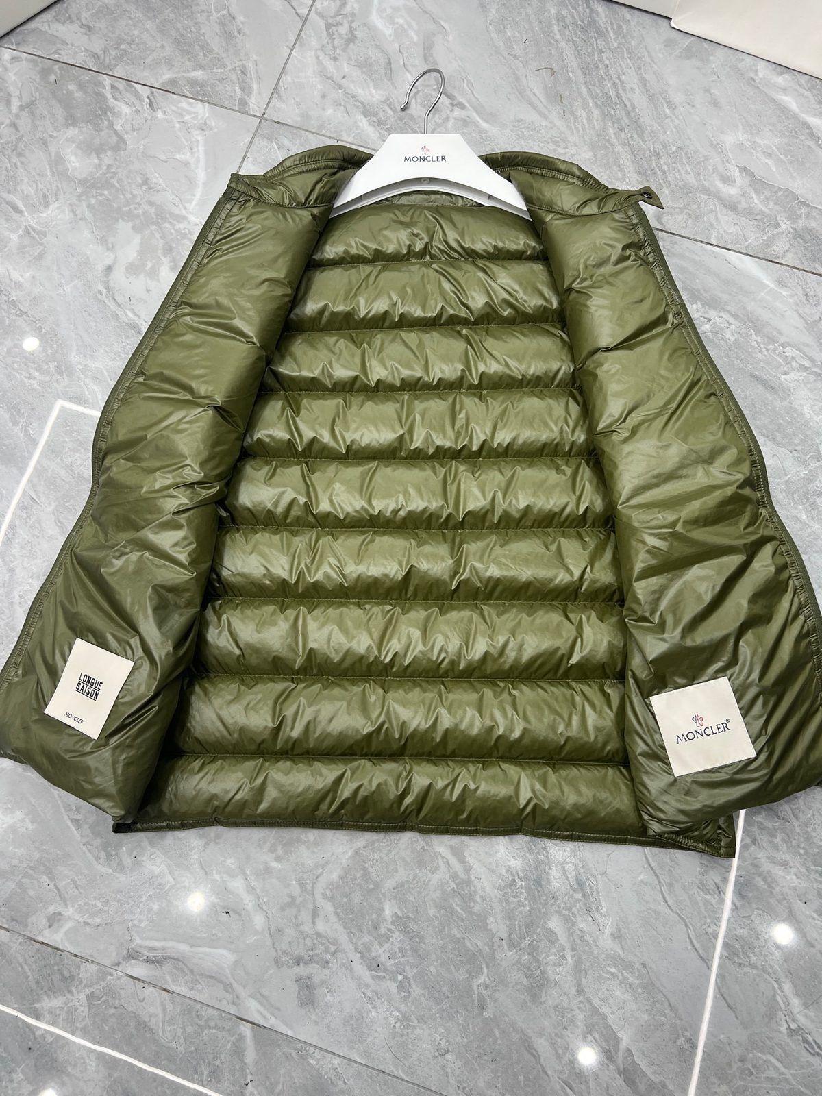 Moncler Quilted Down Puffer Vest Olive