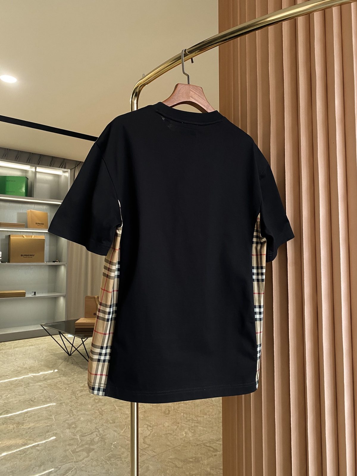 Burberry Check Pattern T-Shirt Black