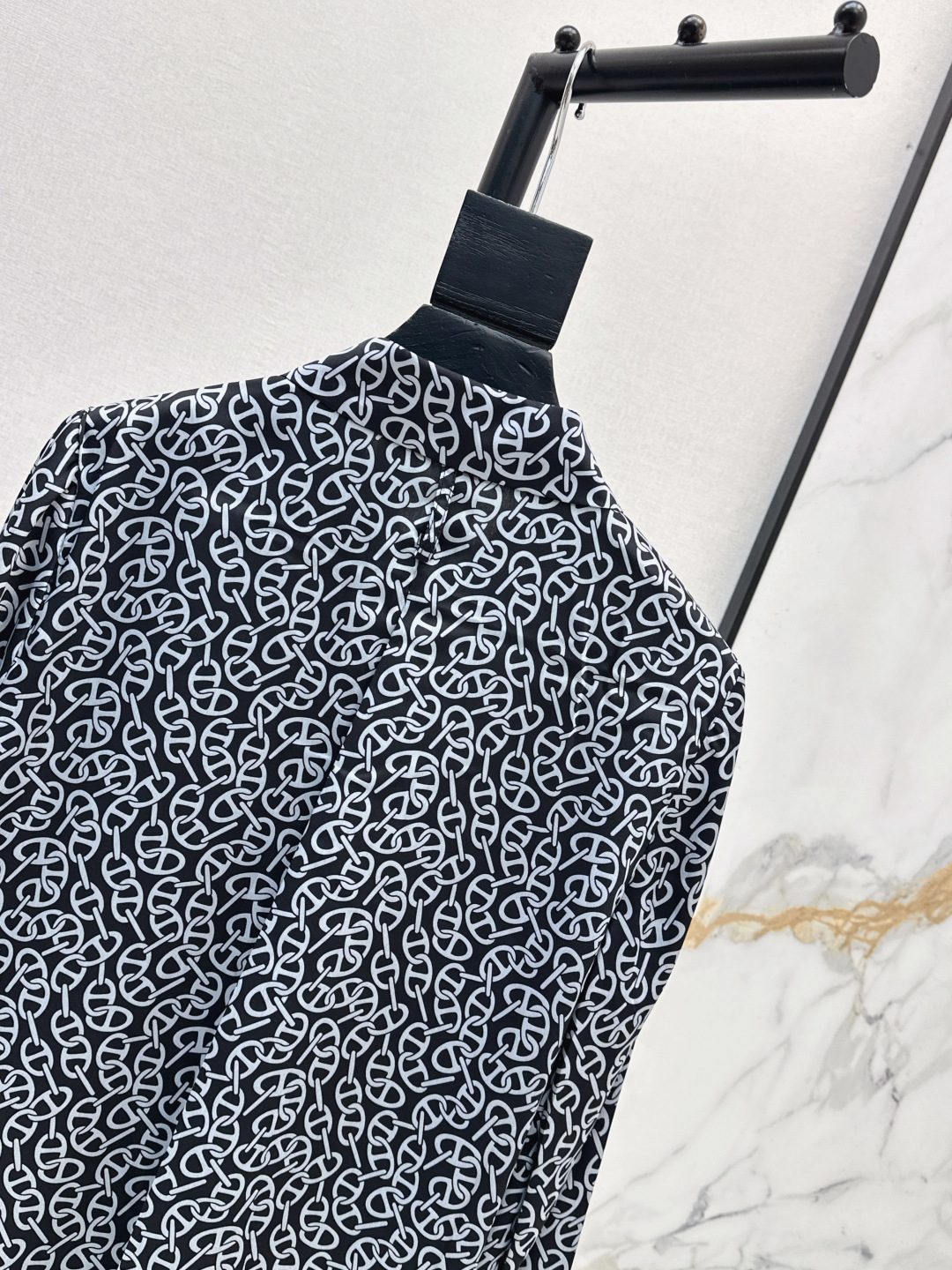 Monogram Print Long Sleeve Button-Up Shirt