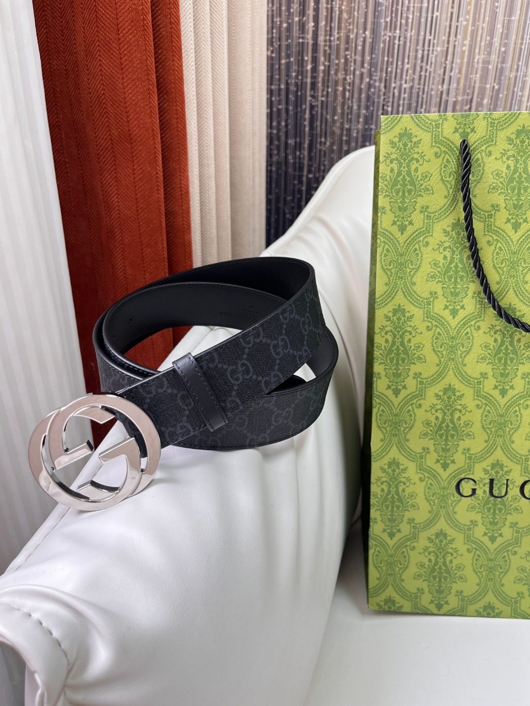 Gucci GG Canvas Leather Belt