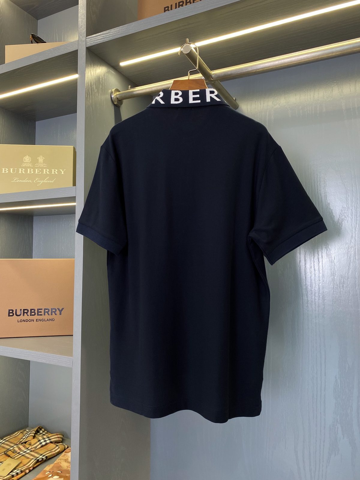 Burberry Navy Cotton Crewneck T-Shirt