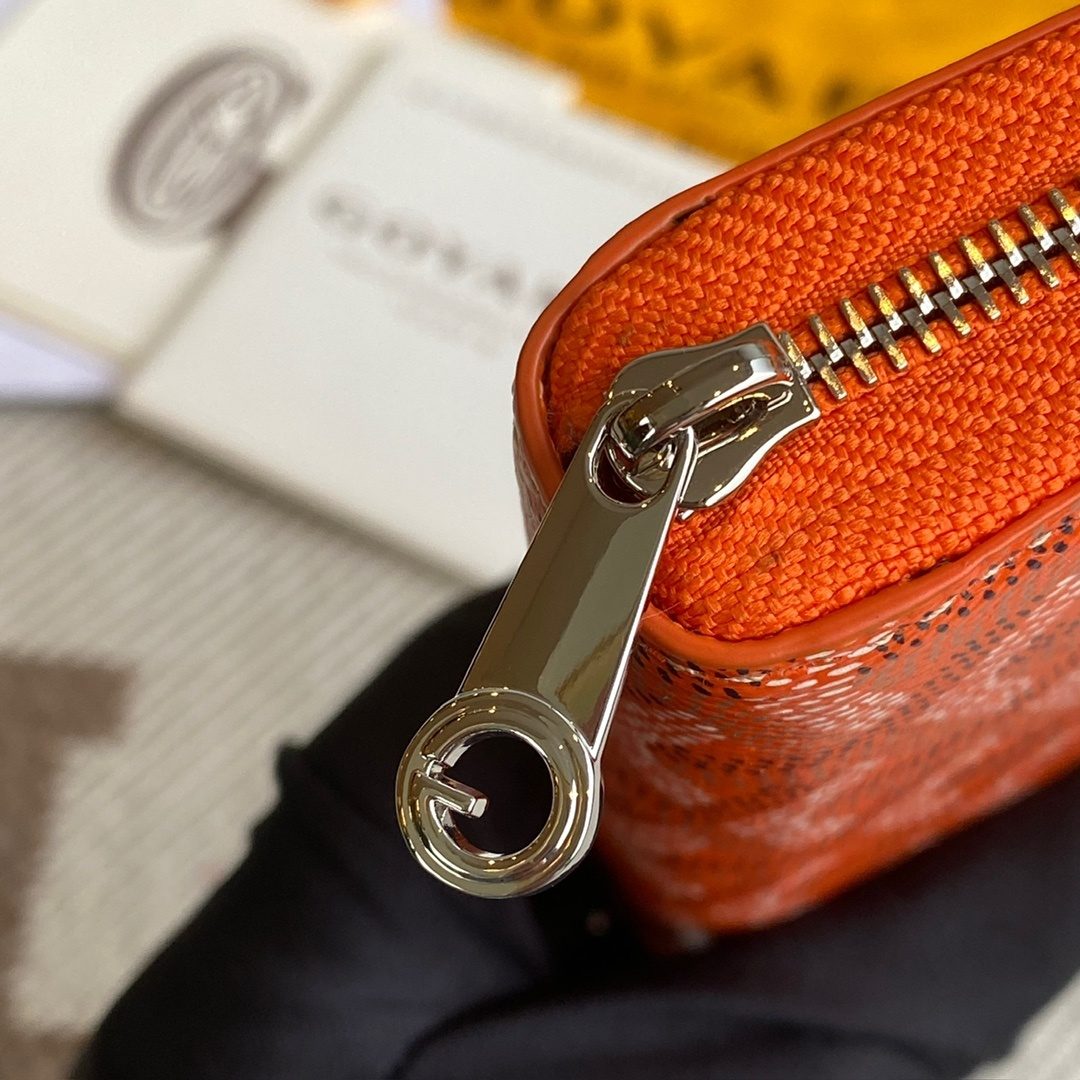Goyard Paris Orange Leather Zip Pouch