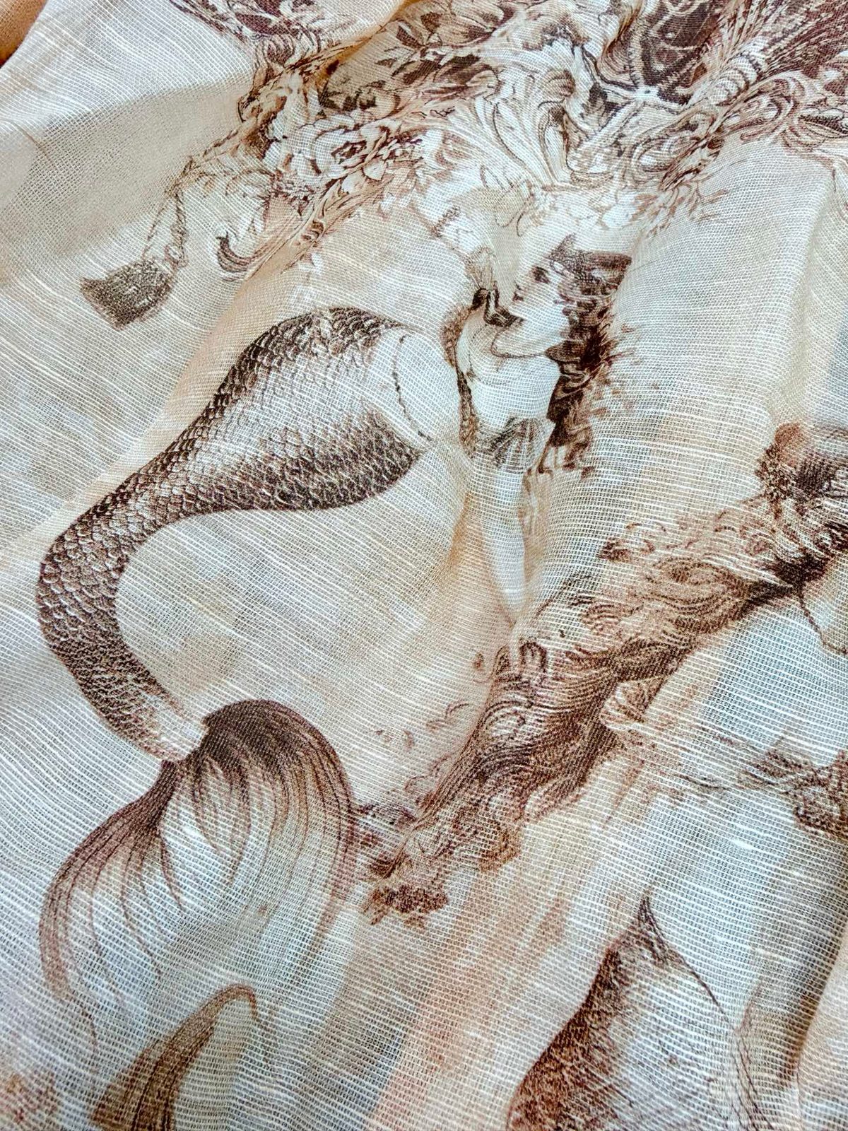 Luxury Toile de Jouy Silk Scarf