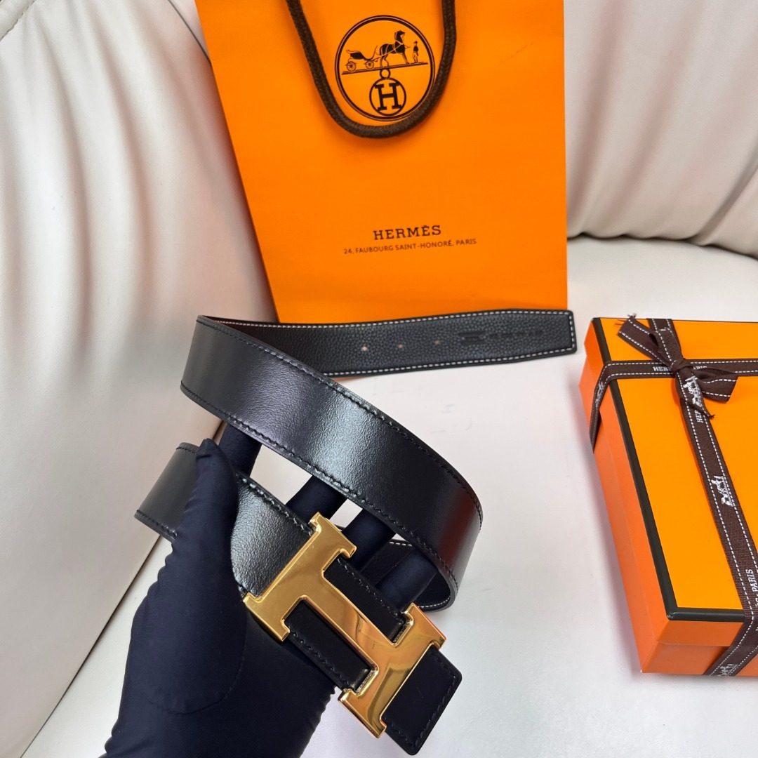 Hermès H Buckle Reversible Leather Belt