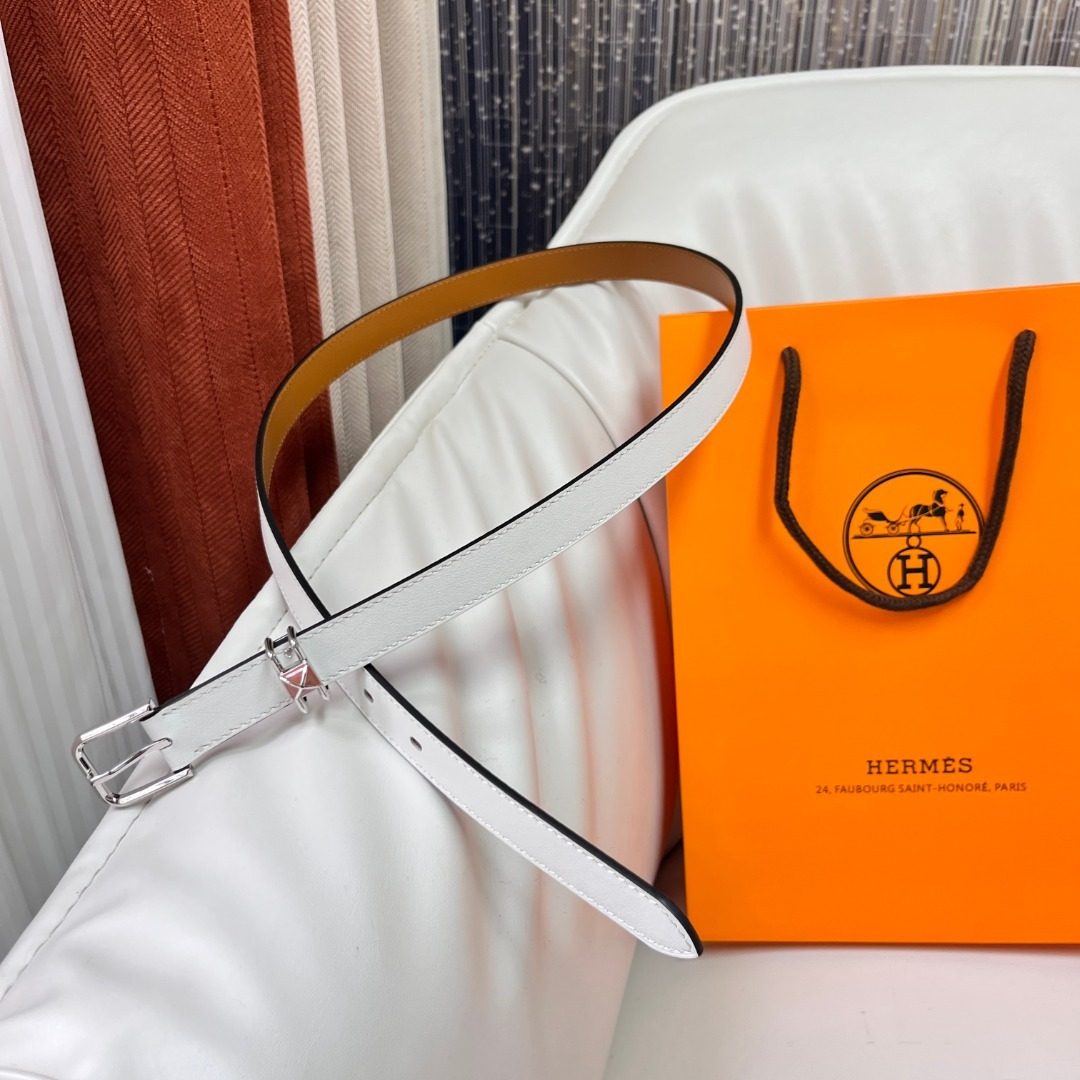 Hermès Reversible Leather Belt White Tan