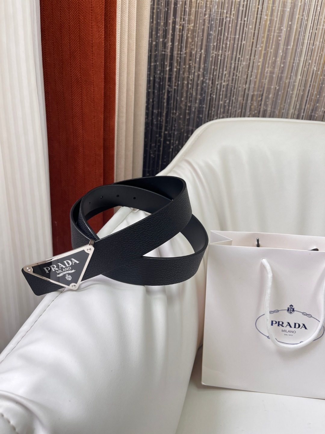 Prada Milano Black Leather Belt
