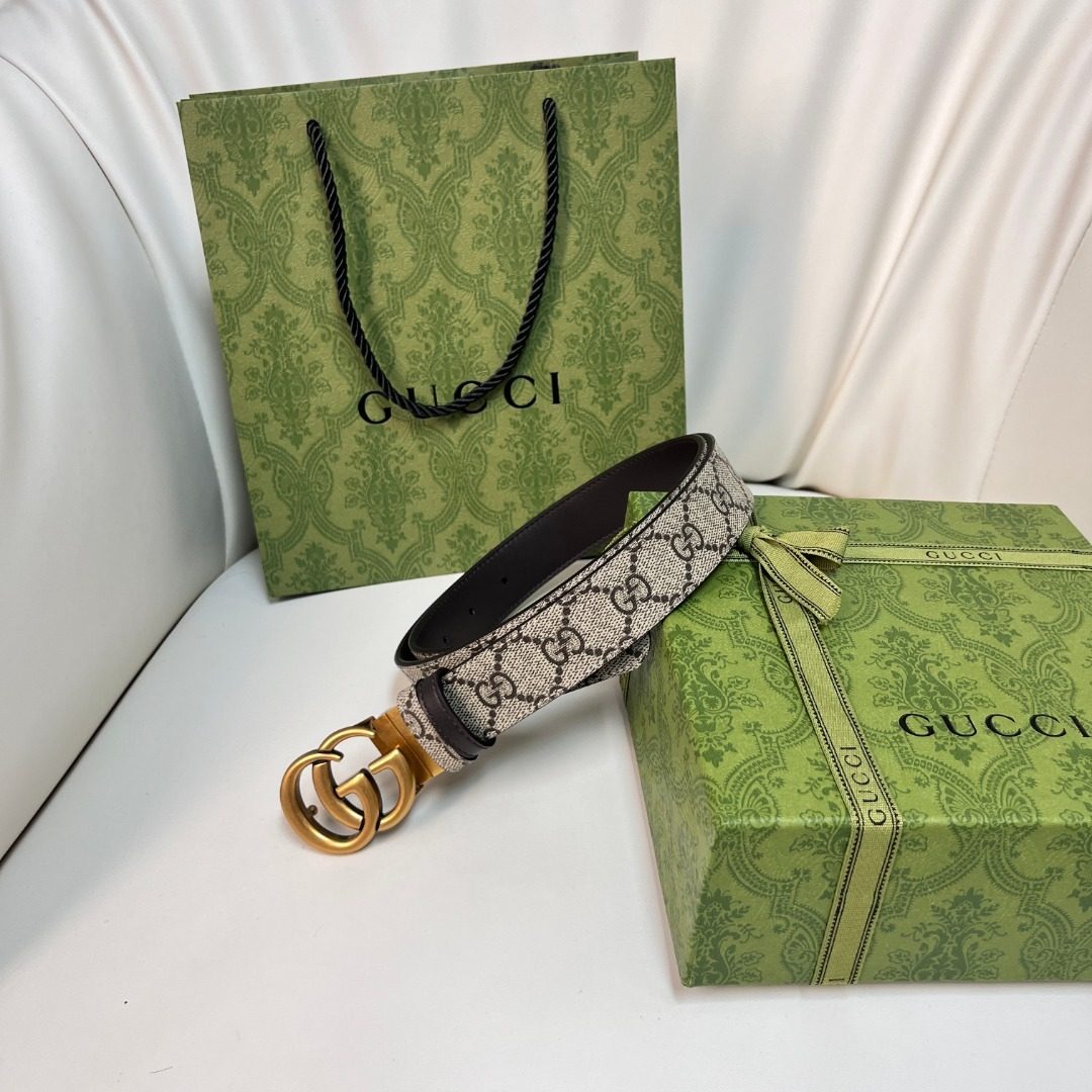Gucci GG Monogram Leather Belt