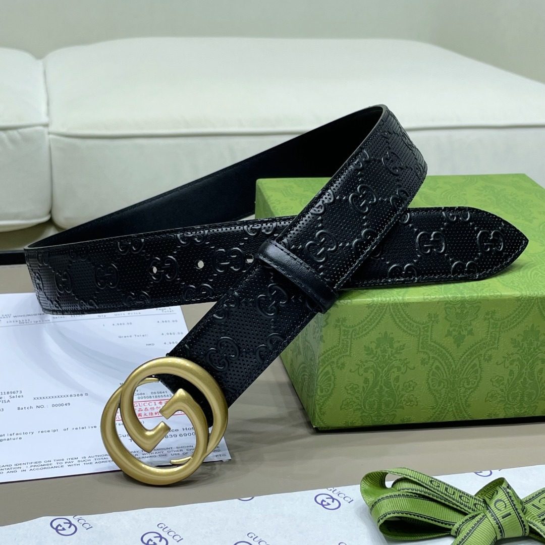 Gucci GG Embossed Leather Belt