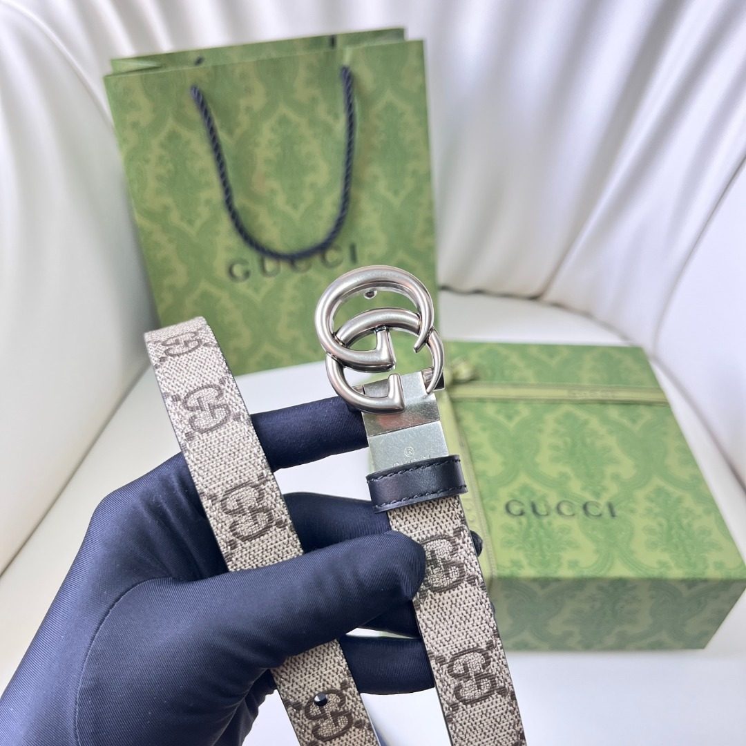 Gucci GG Canvas Belt with Double G Buckle