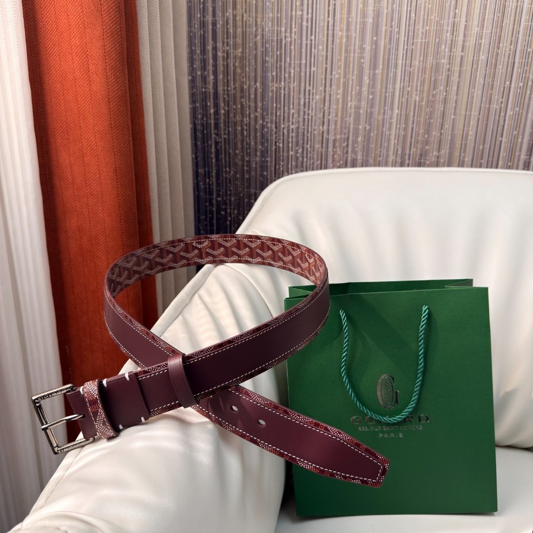 Gucci GG Monogram Leather Belt Burgundy