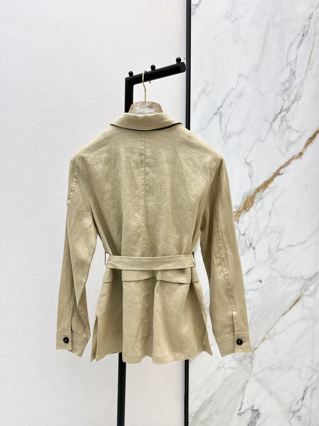 Linen Utility Jacket with Waist Tie