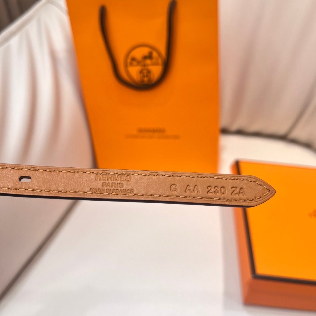 Hermès Leather Belt with Gold Hardware