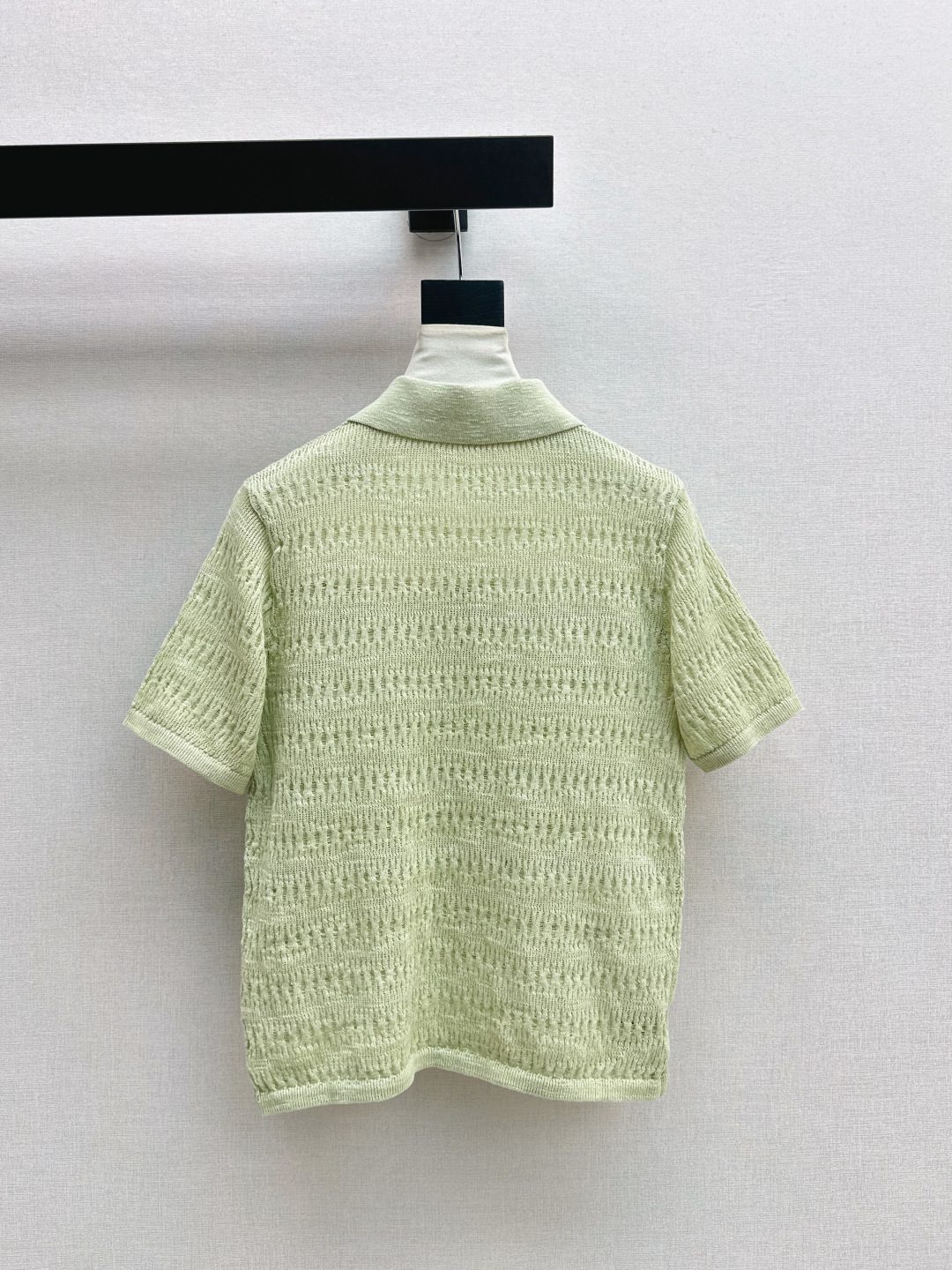 Textured Knit Polo Shirt Green