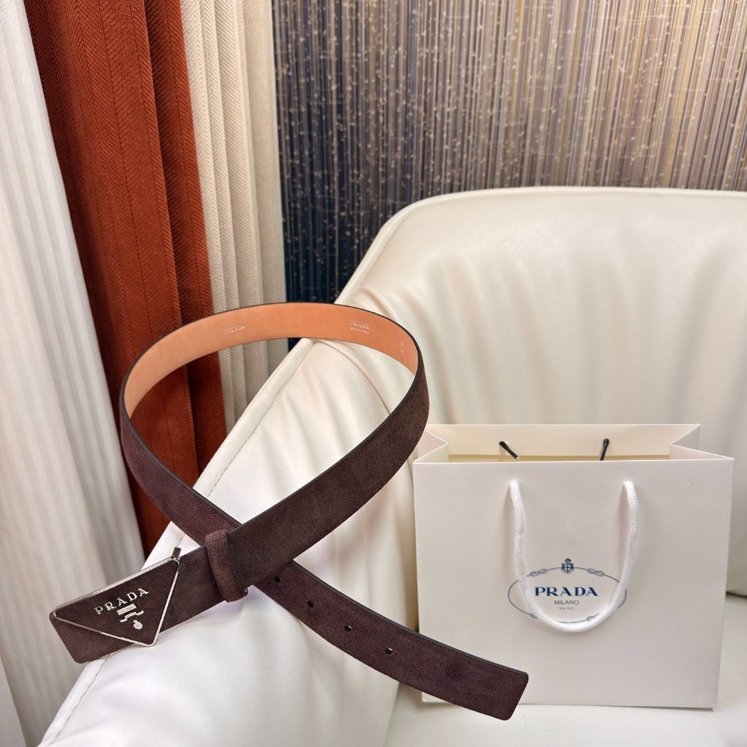 Prada Reversible Leather Belt Brown