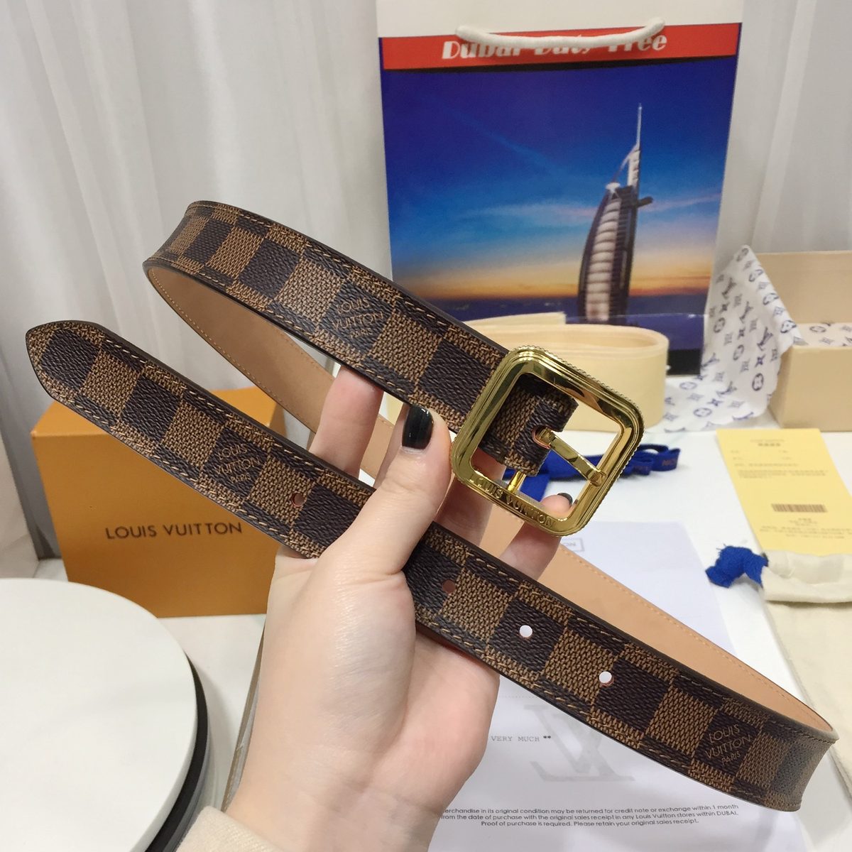 Louis Vuitton Damier Ebene Canvas Belt