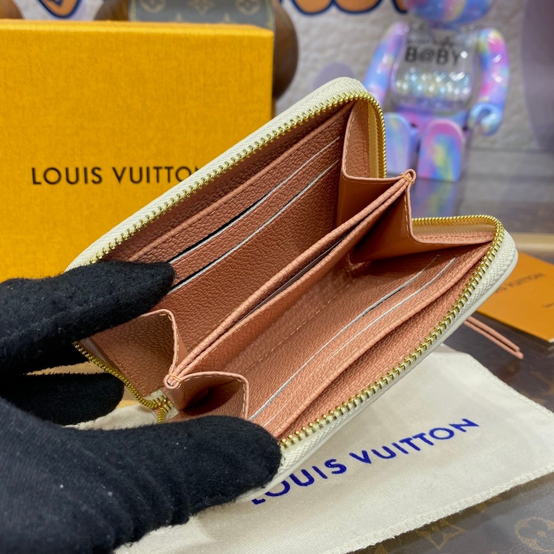 Louis Vuitton Zippy Wallet Peach Leather