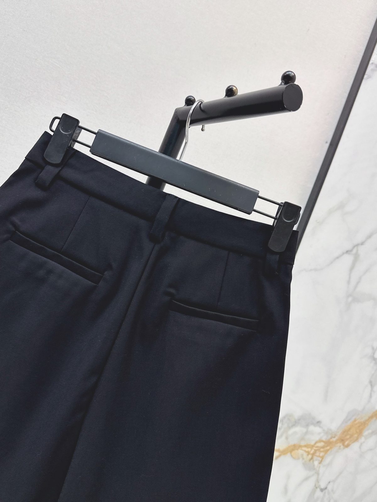 Prada Pleated Wool Shorts Black