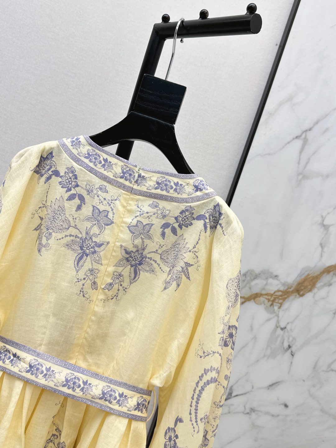 Yellow Floral Embroidered Silk Robe