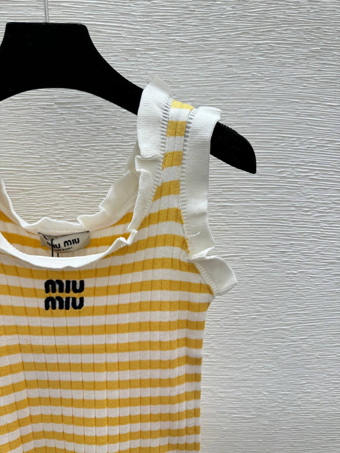Miu Miu Striped Ribbed Tank Top