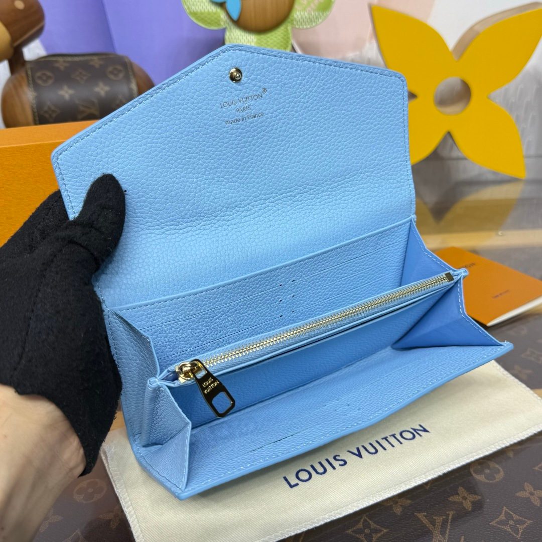 Louis Vuitton Leather Envelope Wallet Blue