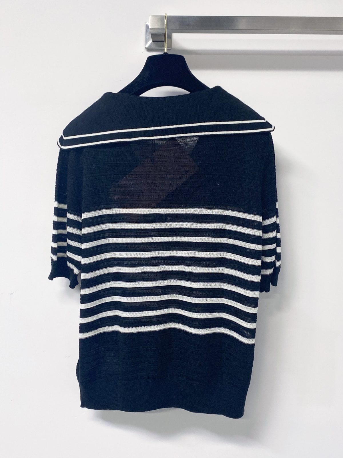 Miu Miu Striped Sailor Collar Knit Shirt