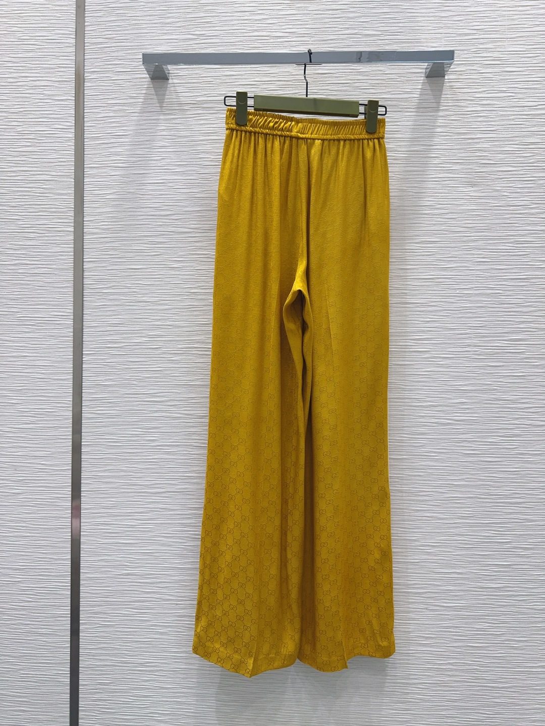 Gucci GG Monogram Yellow Silk Pants