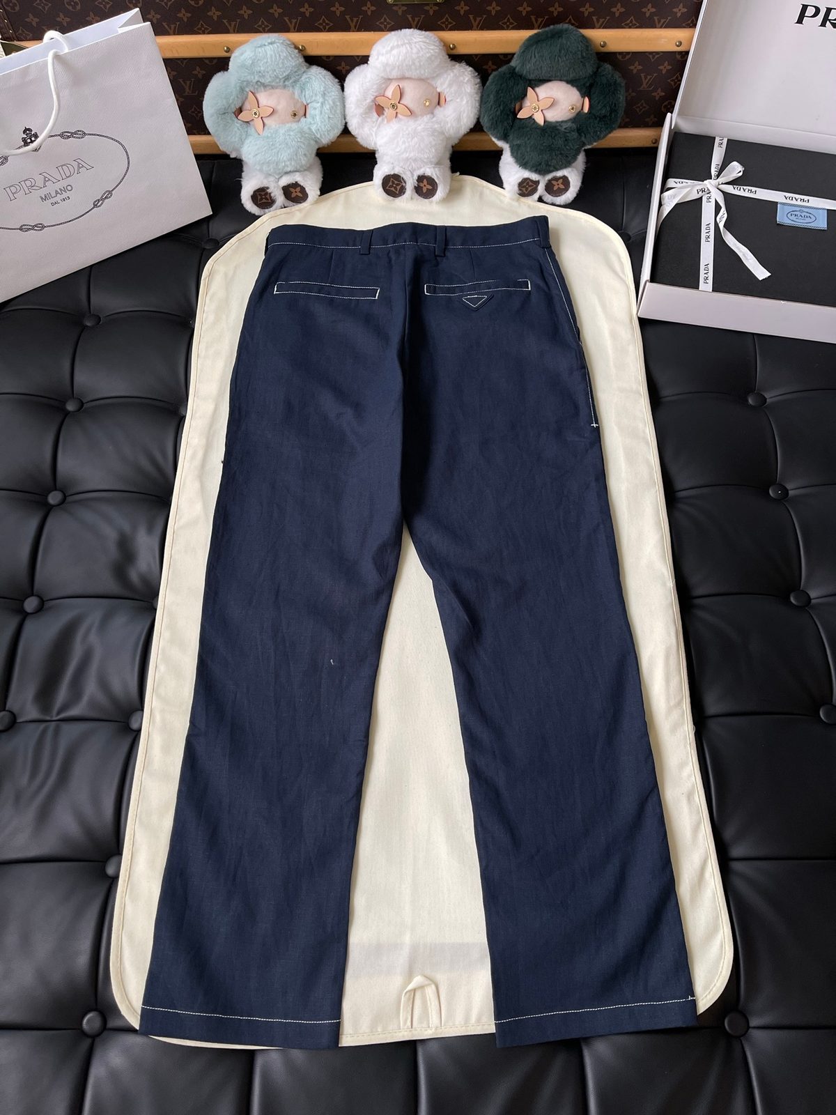 Prada Navy Denim Trousers with Cream Stripe