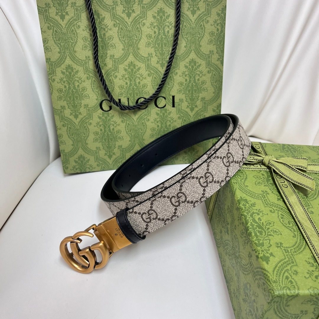 Gucci GG Canvas Leather Belt