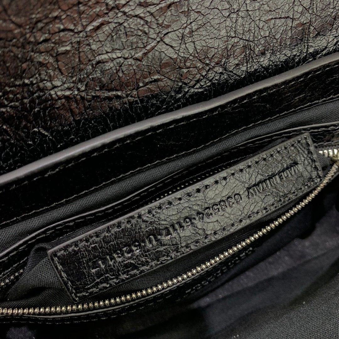 Balenciaga Black Crackle Leather Crossbody Bag