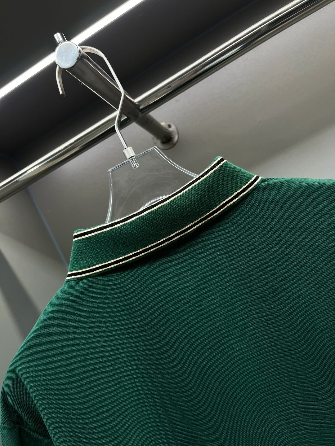Burberry Striped Collar Polo Shirt Green